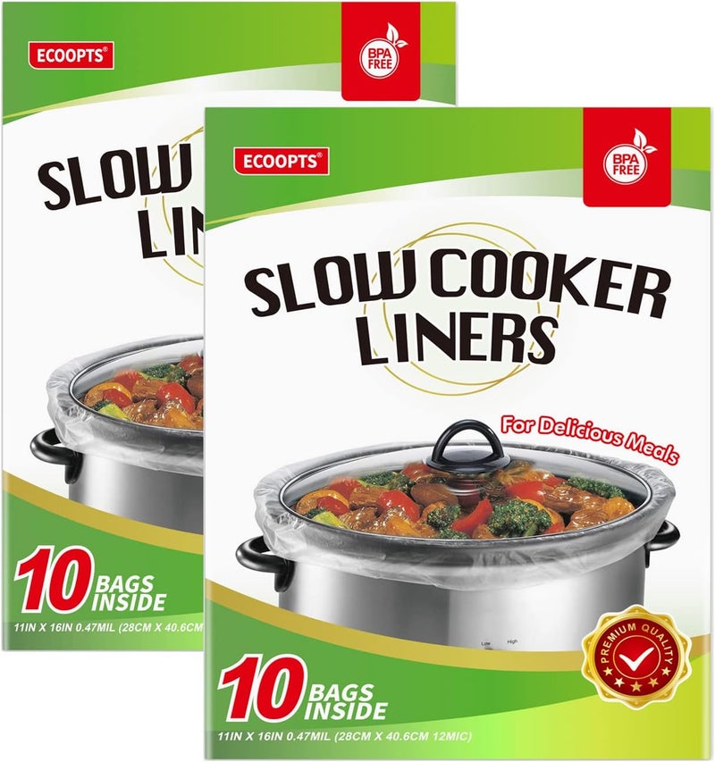 ECOOPTS Slow Cooker Liners Disposable Cooking Bags Small Size Pot Liners Fit 1QT to 3QT Suitable for Oval & Round Pot (20) - Image 1